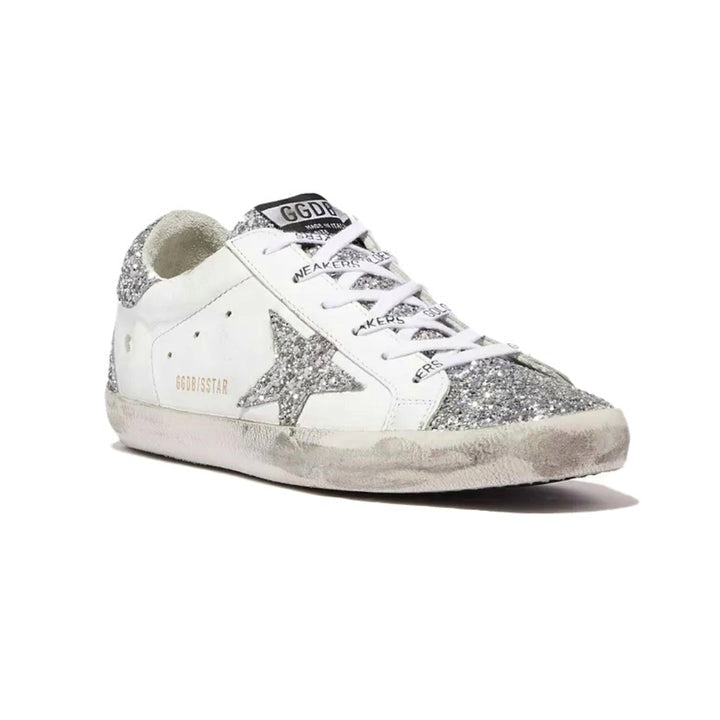 Golden Goose Superstar in White and Silver glitter
