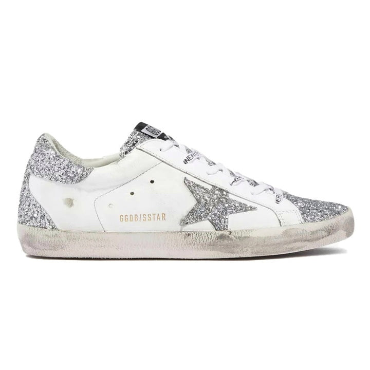 Golden Goose Superstar in White and Silver glitter